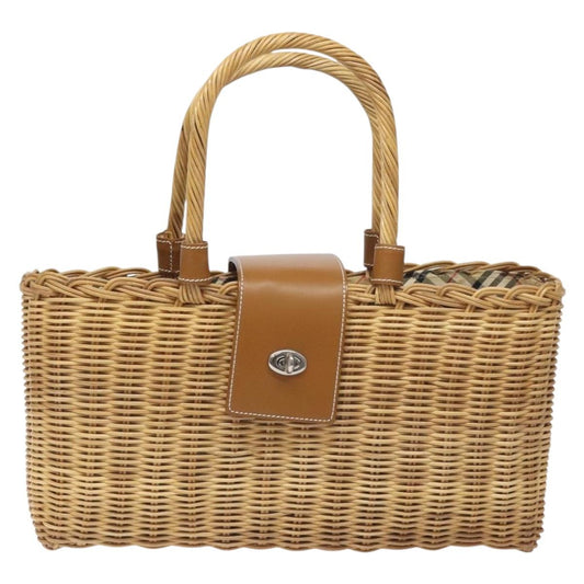 Burberry Beige, Brown Wicker Tote Bag ( )
