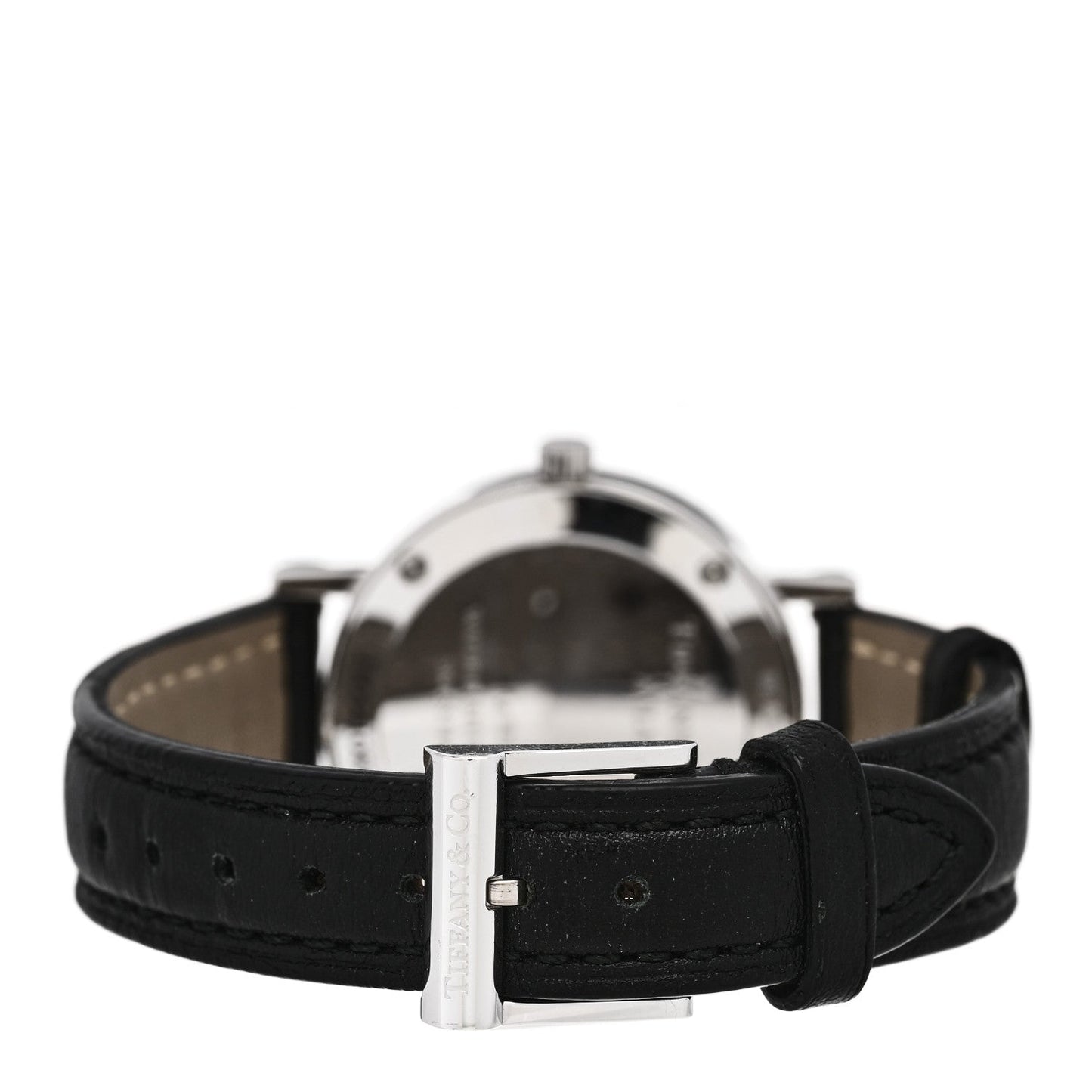 Sterling Silver Calfskin 29mm Atlas Quartz Watch Black