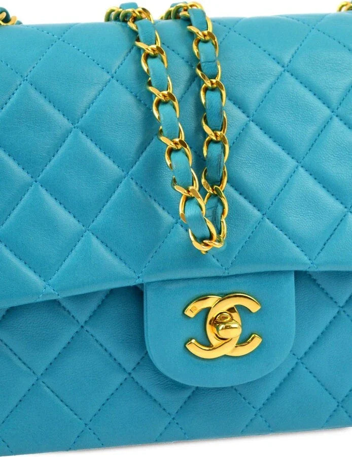 Chanel Classic Double Flap 25 Shoulder Bag Light Blue