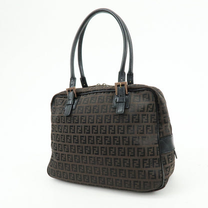 FENDI Zucchino Canvas Leather Hand Bag Boston Bag Brown 8BN005 Rovelle Bags
