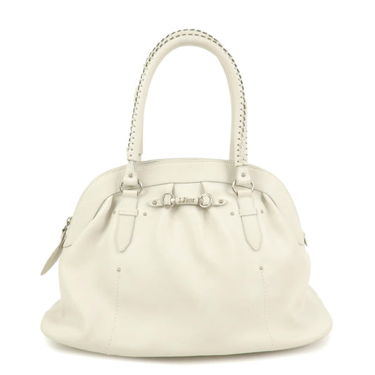 Christian Dior Leather Shoulder Bag Hand Bag White 10-Ru-0037 Rovelle Bags
