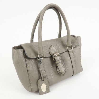 FENDI Seleria Leather Mini Linda Hand Bag Gray 8BR486 Rovelle Bags