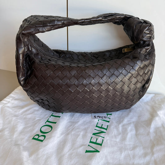 Bottega Veneta Jodie Small Lambskin Leather Dark Chocolate Brown