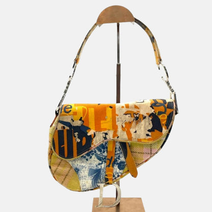 Dior Saddle John Galliano Multicolor Patchwork Shoulder Bag Rovelle Bags