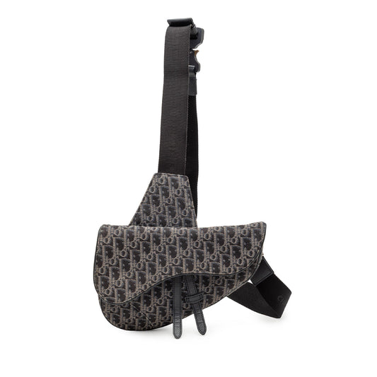 Black Dior Oblique Canvas Saddle Crossbody Rovelle Bags