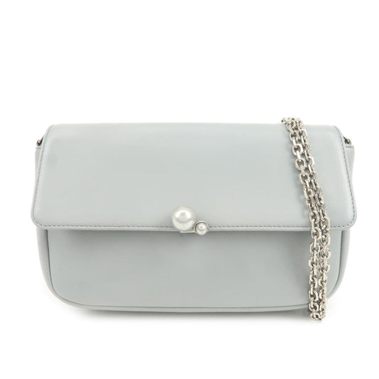 Christian Dior Leather Chain Shoulder Bag Light Blue 112-Ma-0174 Rovelle Bags