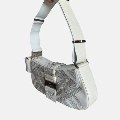 Dior Limited Edition Rare Columnbus Dior Strict Chic White Rhinestones Bag Rovelle Bags