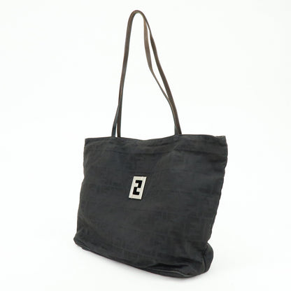 FENDI Zucca Canvas Leather Tote Bag Shoulder Bag Black 15785 Rovelle Bags