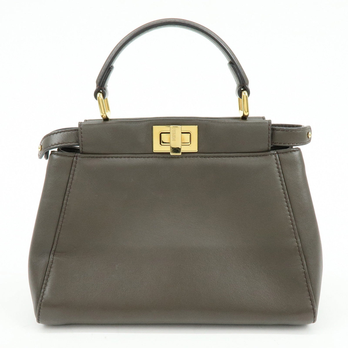 FENDI Mini Peekaboo Leather 2Way Bag Shoulder Bag Greige 8BN244 Rovelle Bags