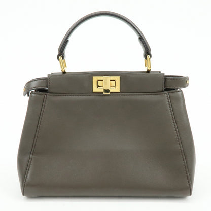 FENDI Mini Peekaboo Leather 2Way Bag Shoulder Bag Greige 8BN244 Rovelle Bags