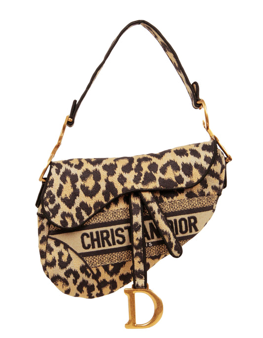 Christian Dior 2021 Mizza Embroidery Leopard Print Saddle Bag Rovelle Bags