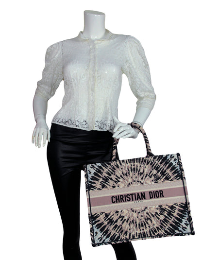 Christian Dior Canvas Embroidered Tie Dye Book Tote Bag Rovelle Bags