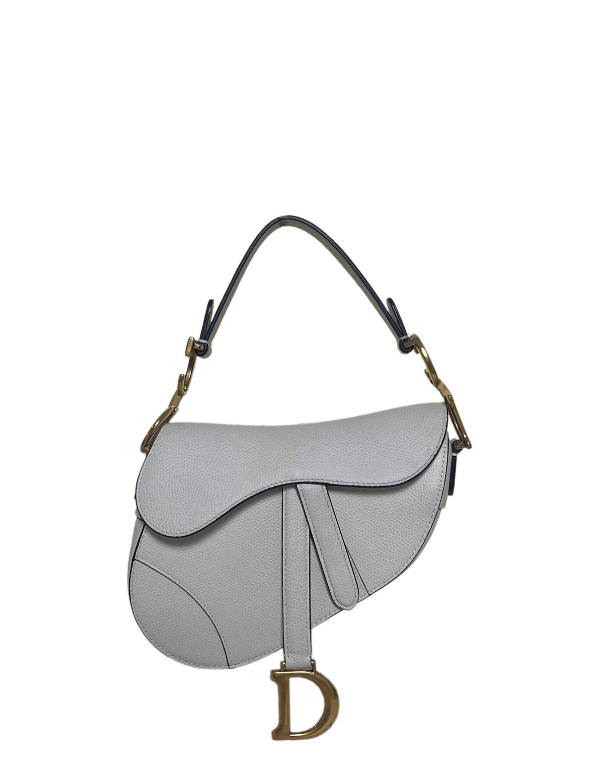 Dior White Grained Calfskin Leather Mini Saddle Bag Rovelle Bags
