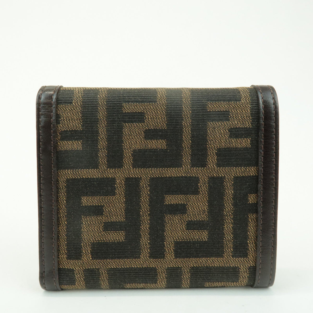 FENDI Zucca Leather Canvas Tri-fold Wallet Black Brown 30794 Rovelle Bags