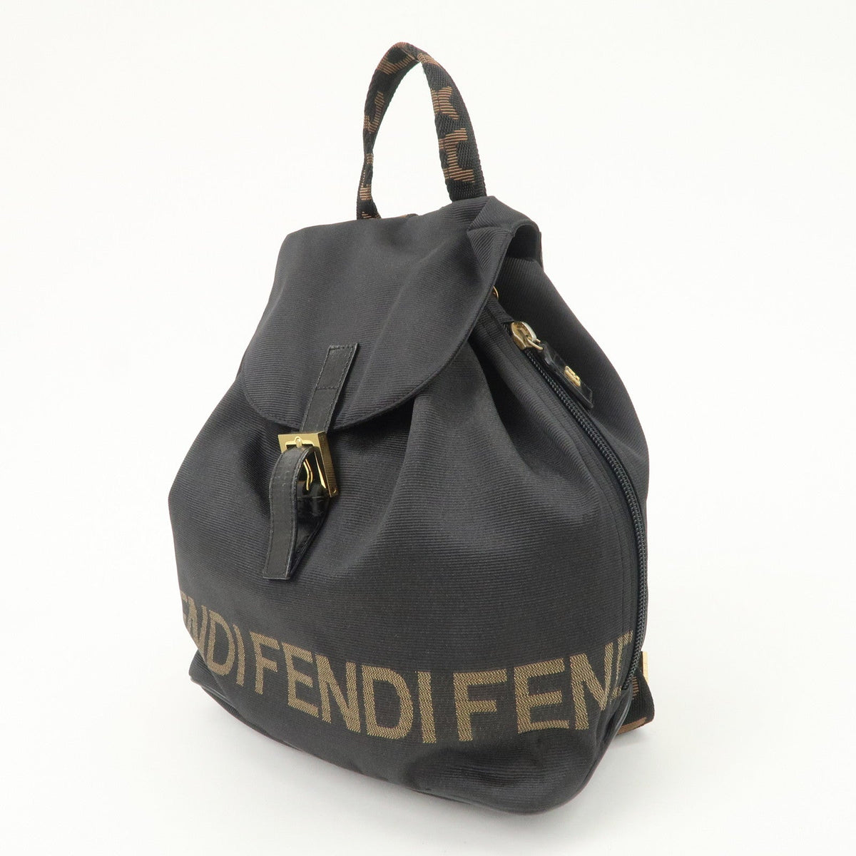 FENDI Nylon Leather Back Pack Black Gold Hardware 263390 Rovelle Bags