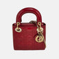Lady Dior Mini Handbag Red Patent Leather Gold-tone Leather and Chain Strap Rovelle Bags