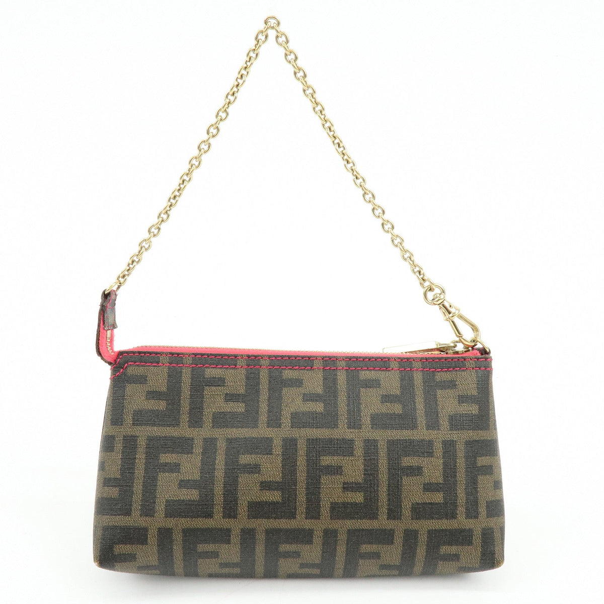 FENDI Zucca Print PVC Chain Accessory Pouch Hand Bag Pink 8BR592 Rovelle Bags