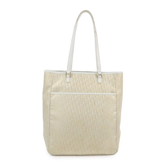 Christian Dior Trotter Canvas Leather Tote Bag Gold White 05Ru0034 Rovelle Bags