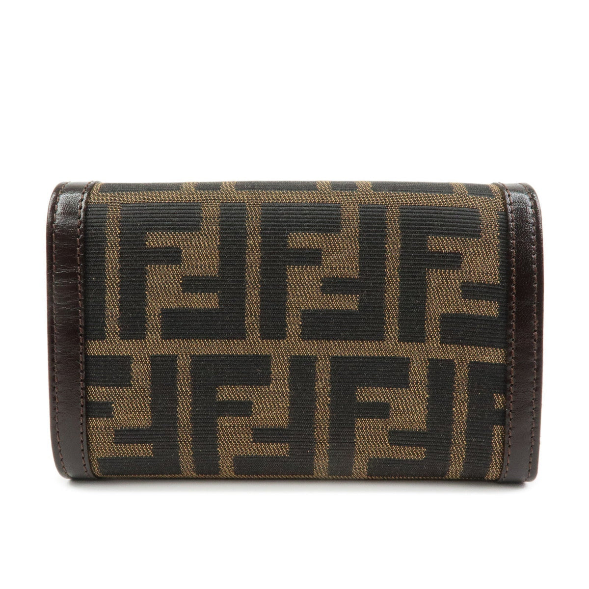 FENDI Zucca Canvas Leather Tri-fold Wallet Brown Black 31052 Rovelle Bags