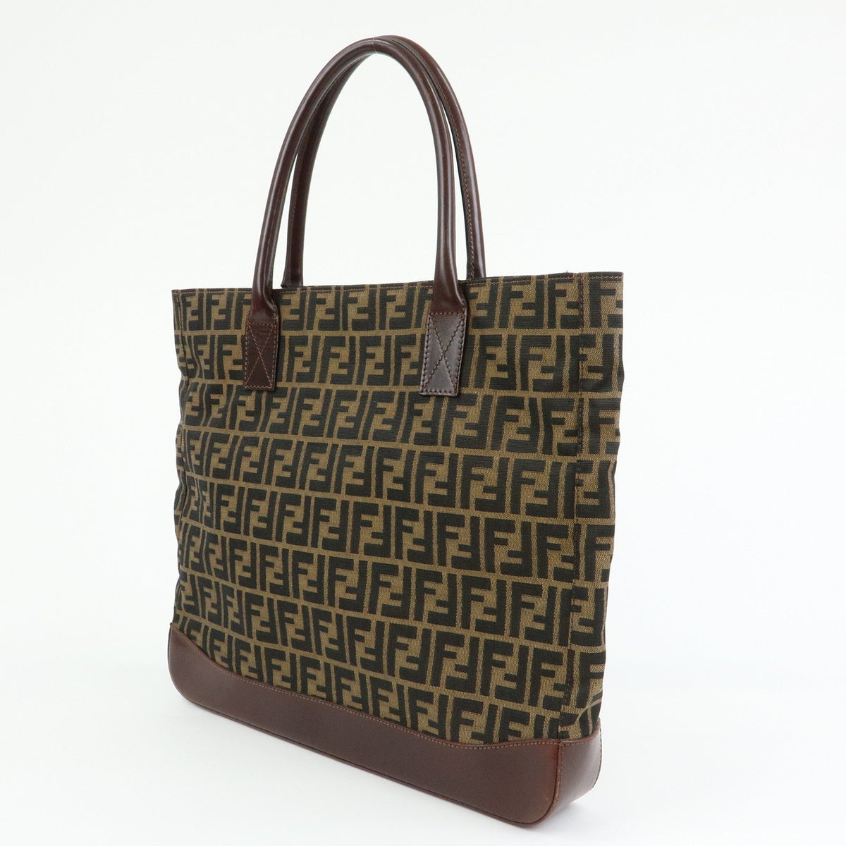 FENDI Zucca Canvas Leather Tote Bag Shoulder Bag Brown 16329 Rovelle Bags