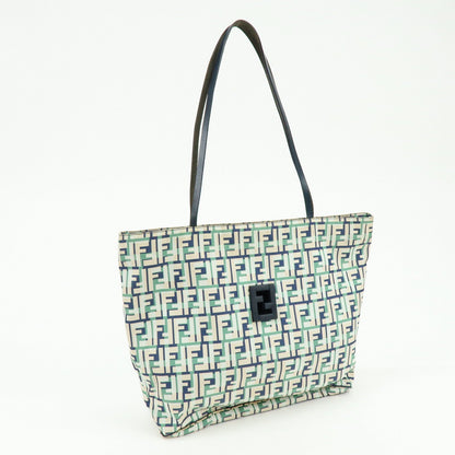 FENDI Zucca Nylon Leather Tote Bag Shoulder Bag Navy Green Rovelle Bags