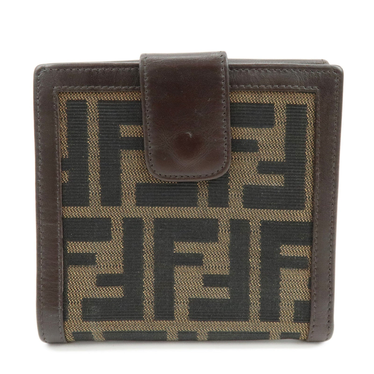 FENDI Zucca Canvas Leather Bi-fold Wallet Brown Black 01695 Rovelle Bags