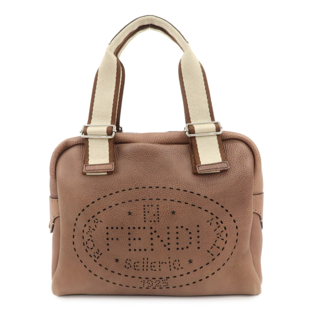 FENDI Selleria Leather Canvas Hand Bag Shoulder Bag Brown 8BL093 Rovelle Bags