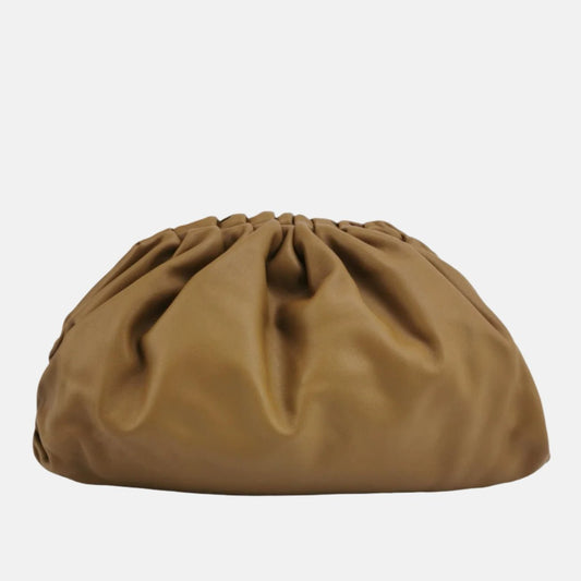 Bottega Veneta Pouch Calfskin Leather Caramel Brown Large