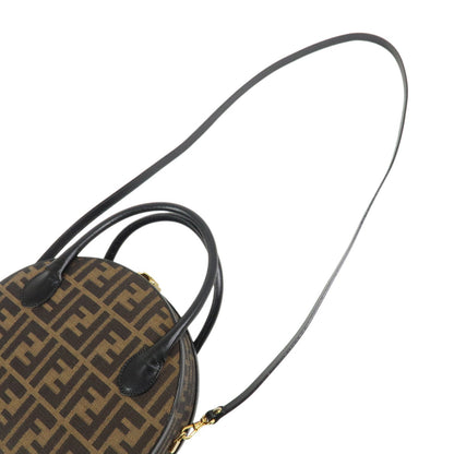FENDI Zucca Canvas Leather 2Way Hand Bag Shoulder Bag Brown Black Rovelle Bags
