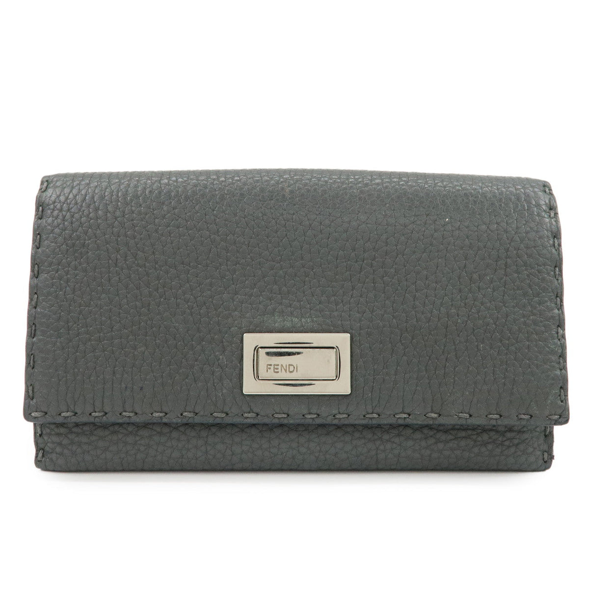 FENDI Selleria Leather Peekaboo Bi-Fold Long Wallet Gray 8M0308 Rovelle Bags