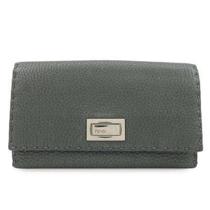 FENDI Selleria Leather Peekaboo Bi-Fold Long Wallet Gray 8M0308 Rovelle Bags