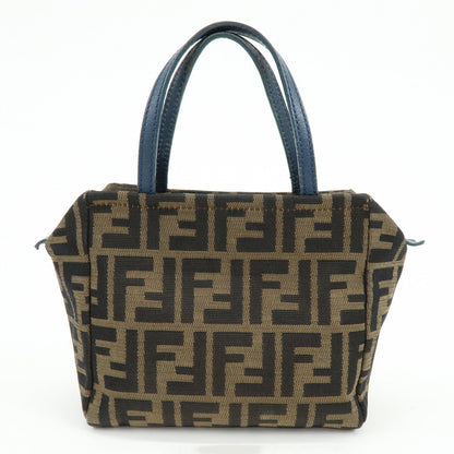 FENDI Zucca Canvas Leather Hand Bag Brown Black Navy 8N0000 Rovelle Bags