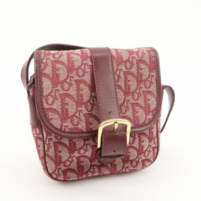 Christian Dior Trotter Jacquard Leather Shoulder Bag Burgundy Rovelle Bags
