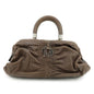 Christian Dior Embossed Gathered Leather Boston Bag Hand Bag Brown Rovelle Bags