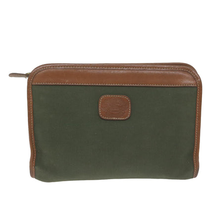 Burberry Brand Canvas Green Clutch Bag