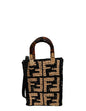 Fendi Monogram Black/Beige Raffia Mini Sunshine Shopper Tote Bag Rovelle Bags