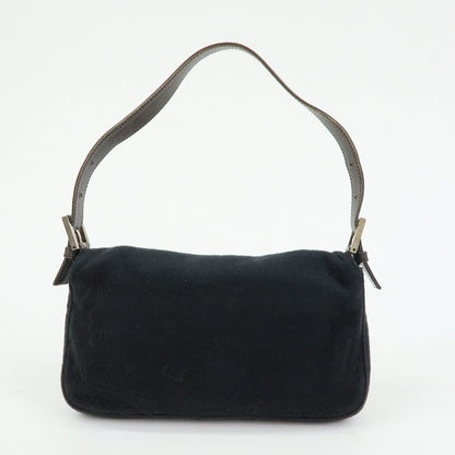 FENDI Mamma Baguette Wool Leather Shoulder Bag Hand Bag Black 26424 Rovelle Bags