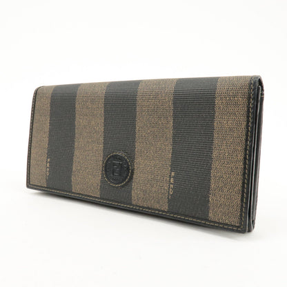 FENDI Pequin PVC Canvas Long Wallet Black Brown T20615 Rovelle Bags