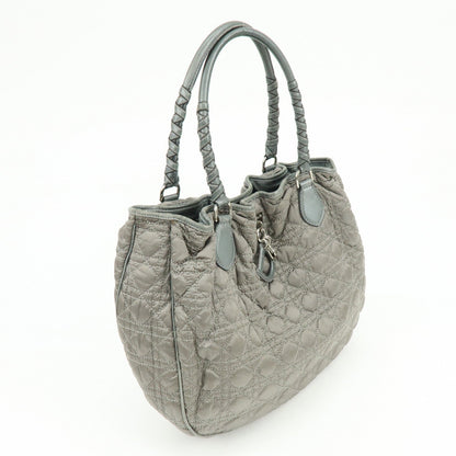 Christian Dior Cannage Nylon Leather Tote Bag Shoulder Bag Gray Rovelle Bags