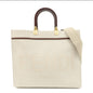 FENDI Leather Canvas Sunshine Medium Tote Bag Natural 8BH386 Rovelle Bags