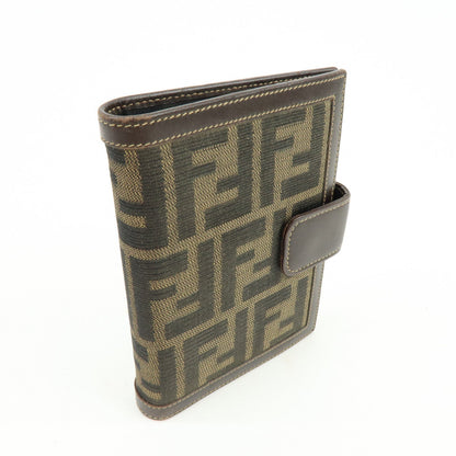 FENDI Zucca Canvas Leather Agenda Planner Cover Brown Black 30153 Rovelle Bags