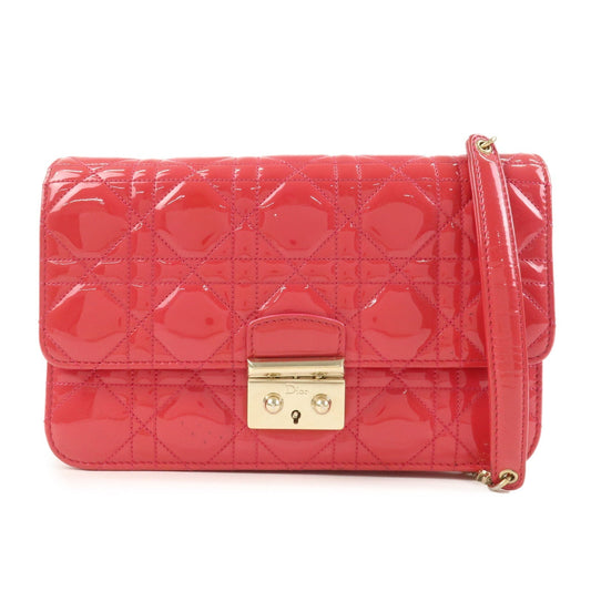 Christian Dior Cannage New Lock Patent Leather Chain Shoulder Bag Rovelle Bags