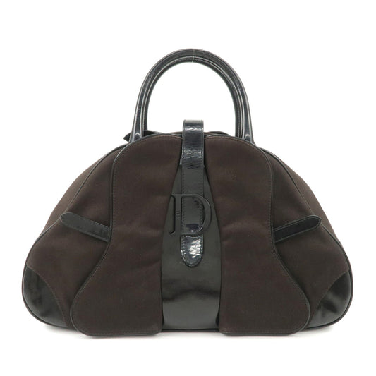 Christian Dior Double Saddle Canvas Patent Leather Hand Bag Rovelle Bags