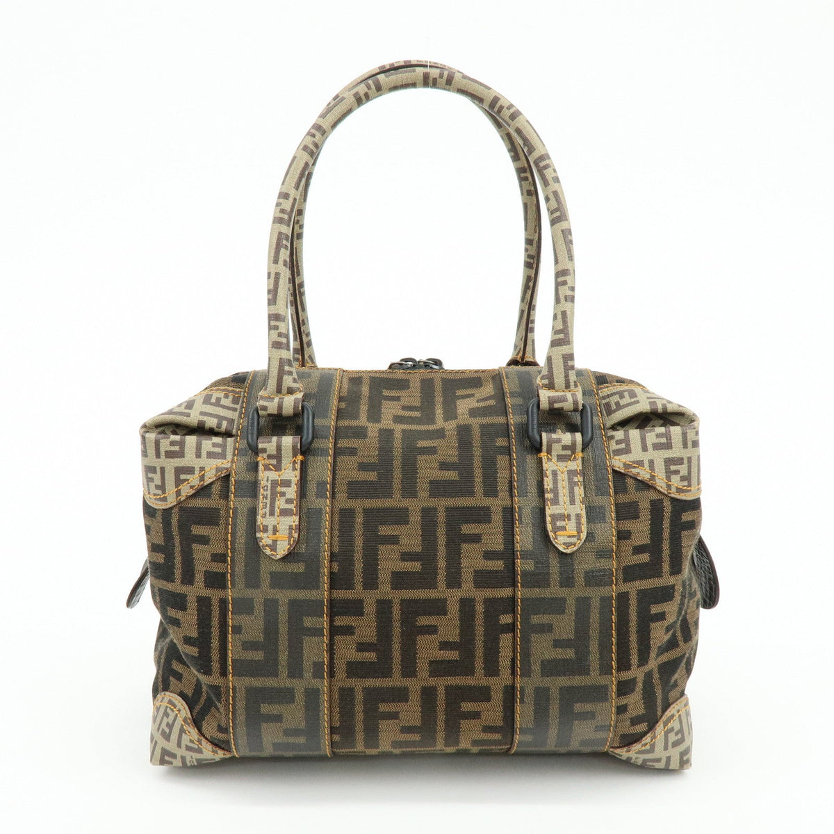 FENDI Zucca Zucchino Canvas PVC Boston Hand Bag Brown 8BL095 Rovelle Bags