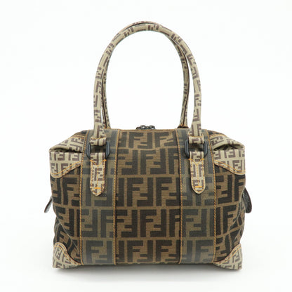 FENDI Zucca Zucchino Canvas PVC Boston Hand Bag Brown 8BL095 Rovelle Bags