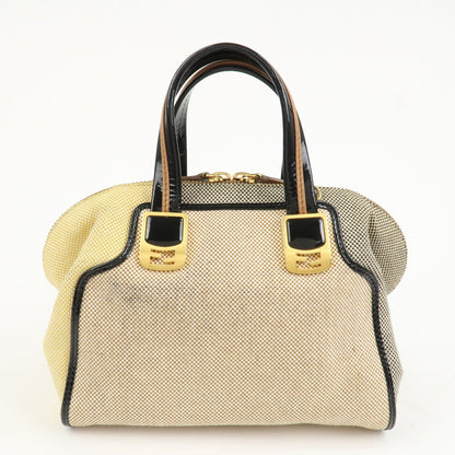 FENDI Chameleon Canvas Patent Leather 2Way Hand Bag Beige 8BL117 Rovelle Bags