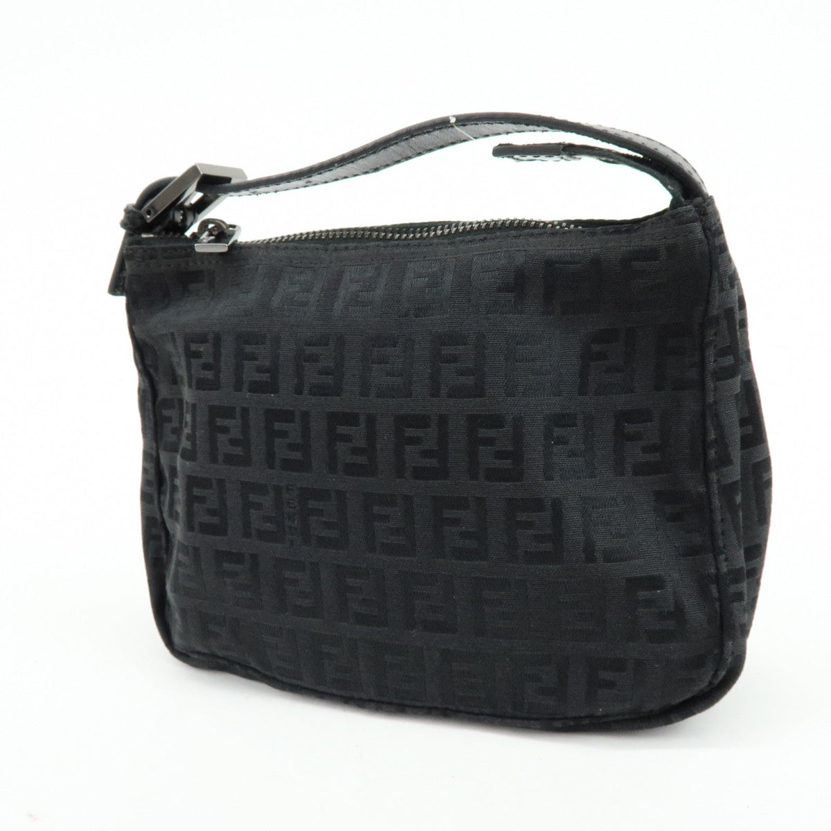 FENDI Zucchino Canvas Leather Hand Bag Pouch Black 8N0001 Rovelle Bags