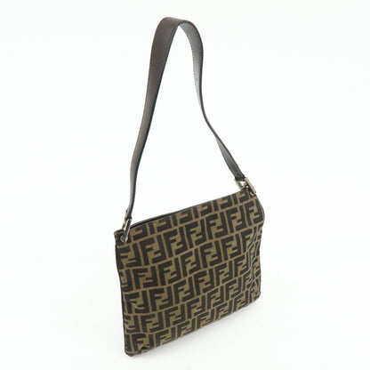 FENDI Zucca Canvas Leather Shoulder Bag Brown Black 83150820992 Rovelle Bags