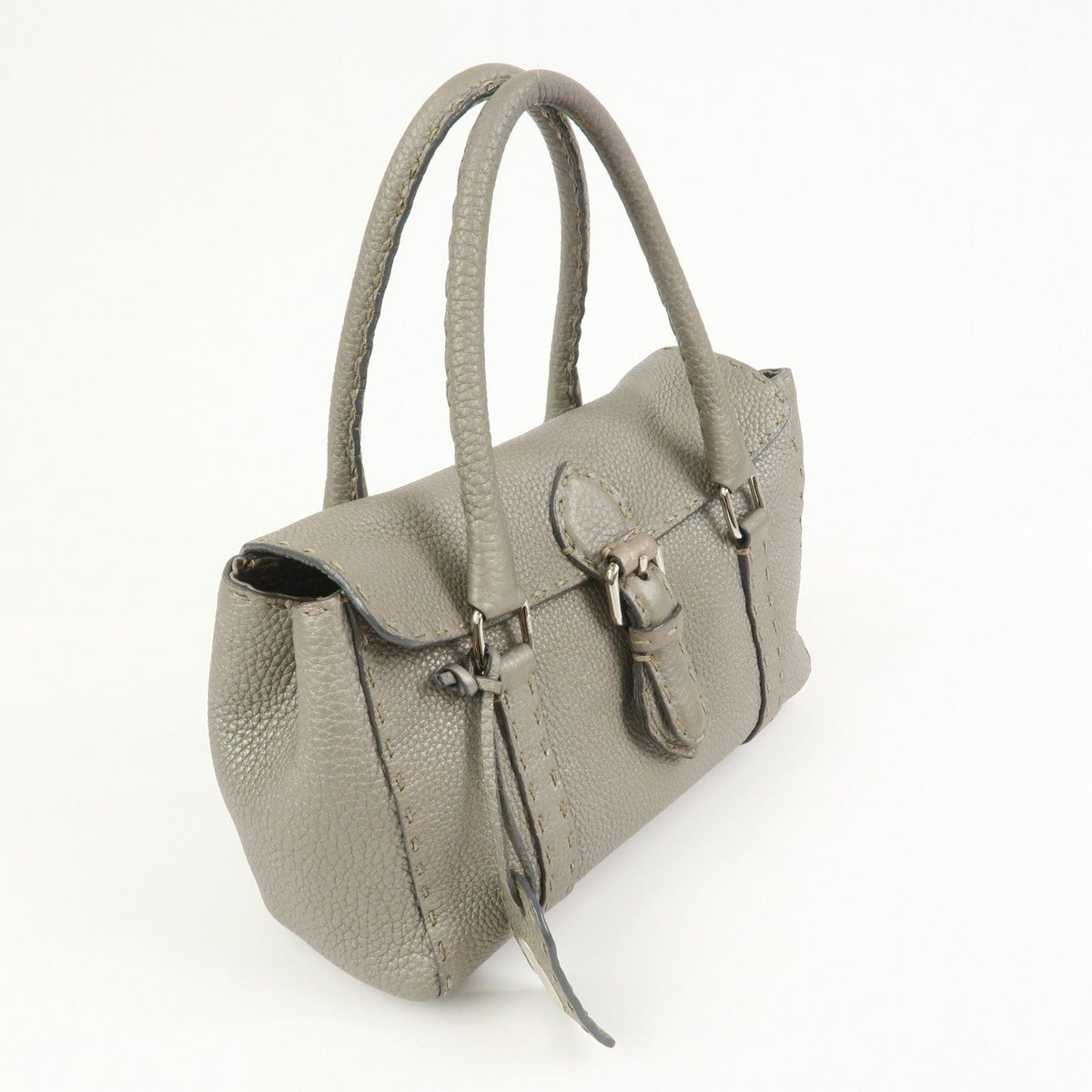 FENDI Seleria Mini Linda Leather Hand Shoulder Bag Greige 8BR486 Rovelle Bags