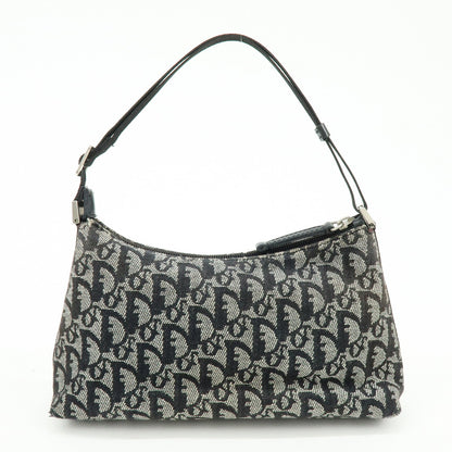 Christian Dior Trotter Jacquard Leather Shoulder Bag Black Rovelle Bags